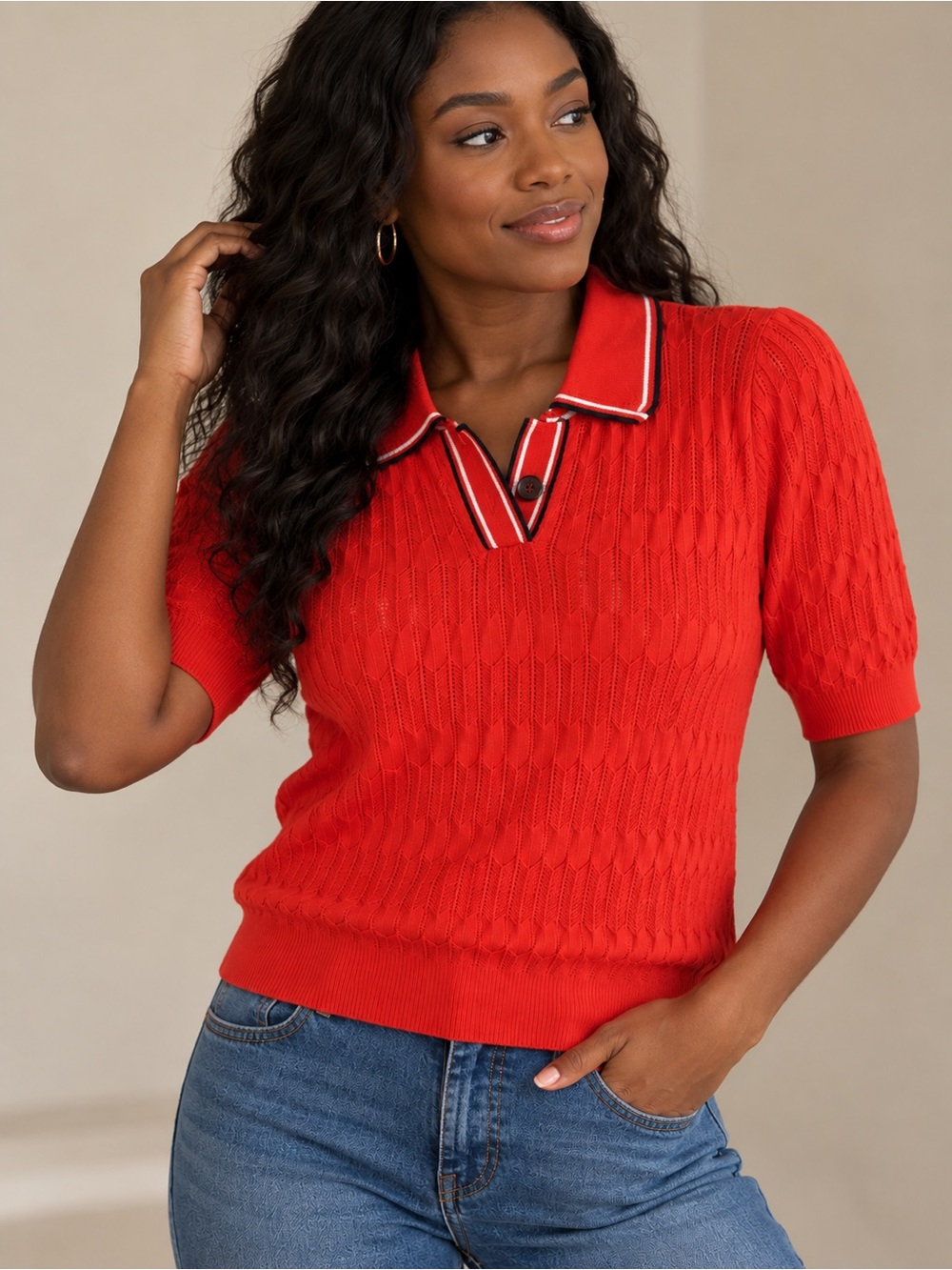 Scotch & Soda bright orange Knit Polo Top Size Small Like New